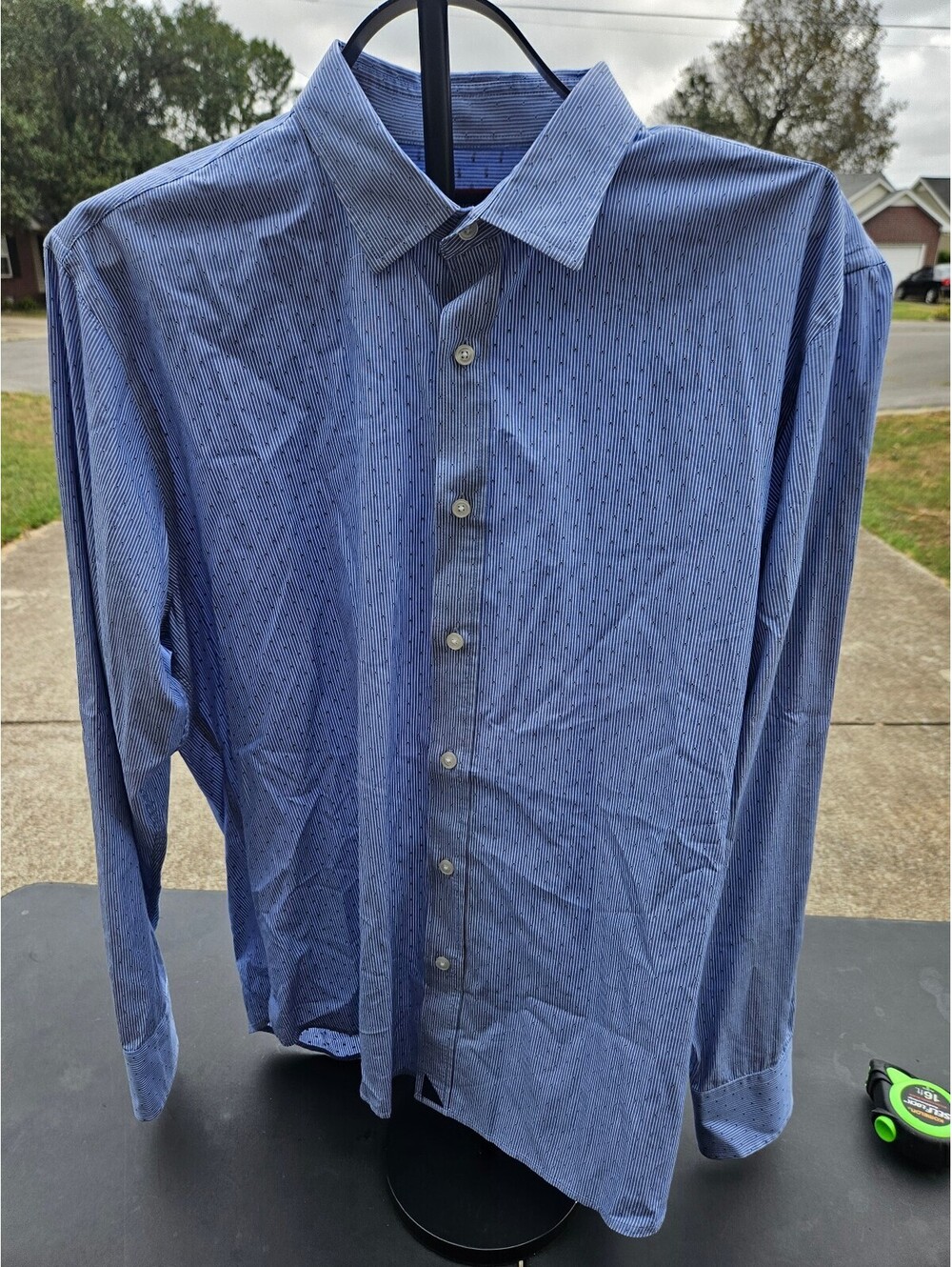 Men's UNTUCKit Long Sleeve Button Up Shirt Blue Navy Size Large